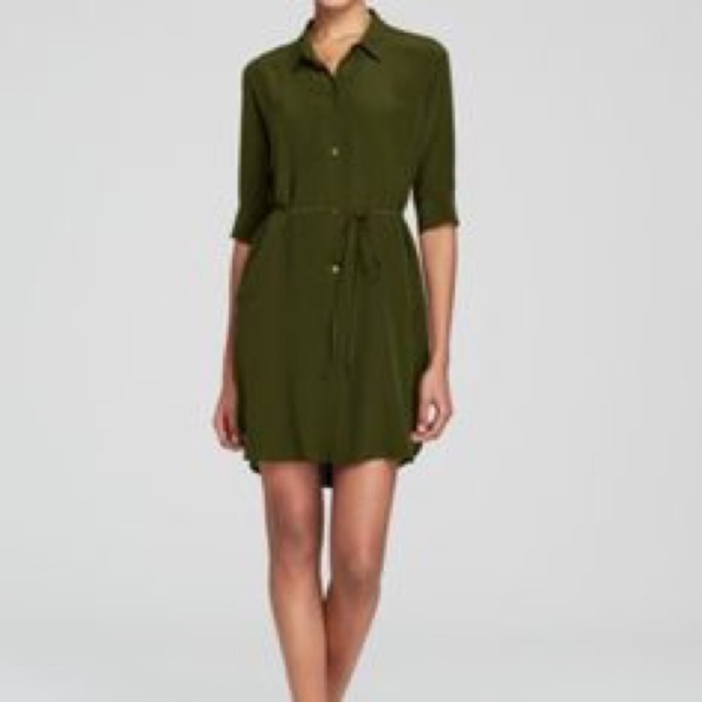 Madewell Olive green cinch waist dress